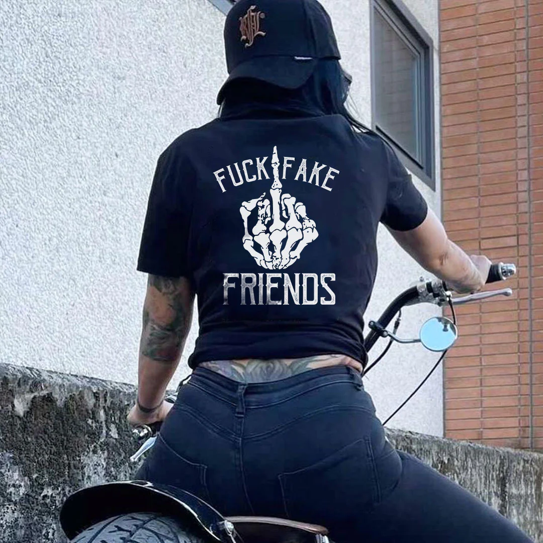 FUCK FAKE FRIENDS PRINTED WOMEN'S T-SHIRT