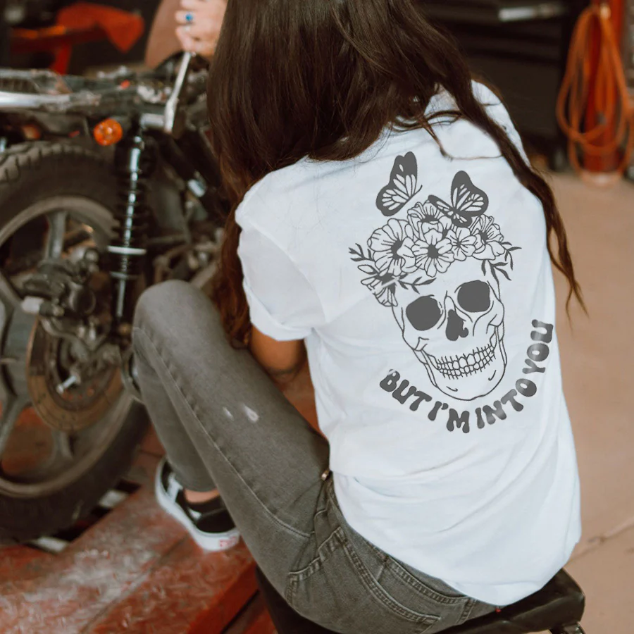 BUT I'M INTO YOU SKULL AND BUTTERFLY WOMEN'S T-SHIRT