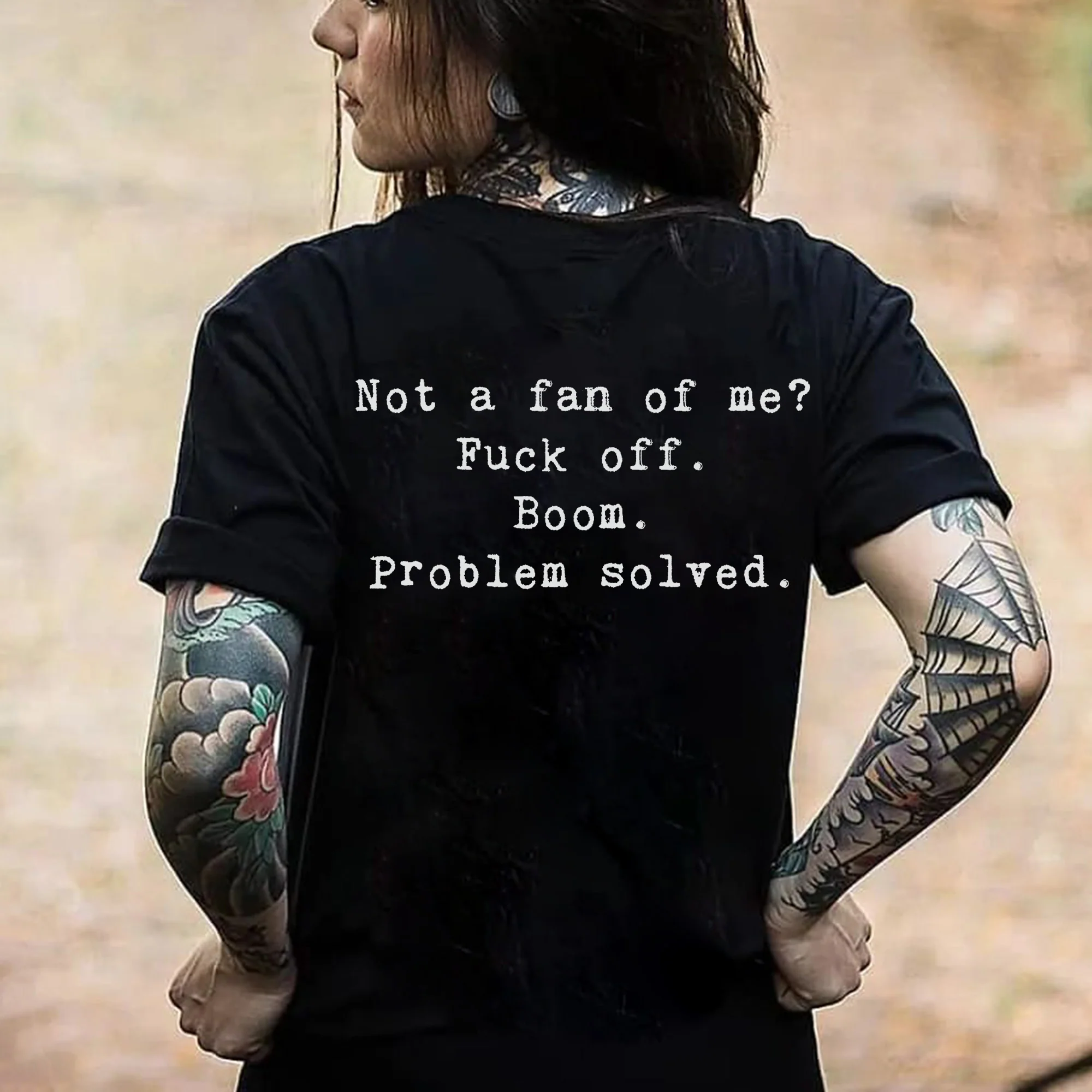 NOT A FAN OF ME FUCK OFF PRINTED WOMEN'S T-SHIRT