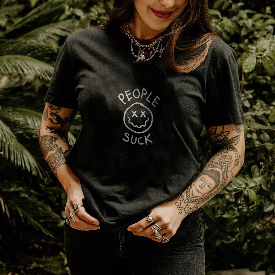 PEOPLE SUCK PRINTED WOMEN'S T-SHIRT