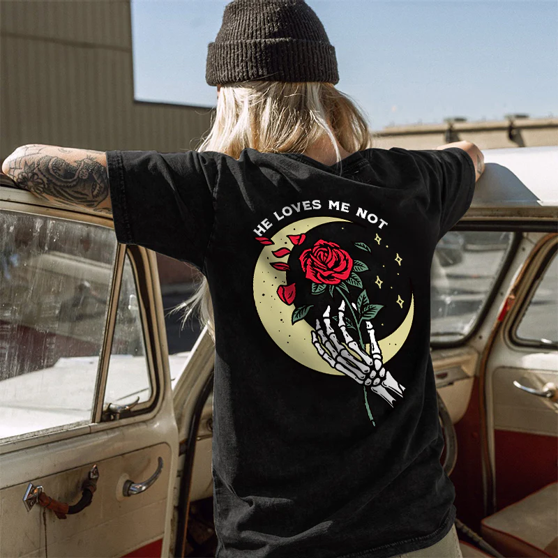 HE LOVES ME NOT PRINTED WOMEN'S PREMIUM T-SHIRT