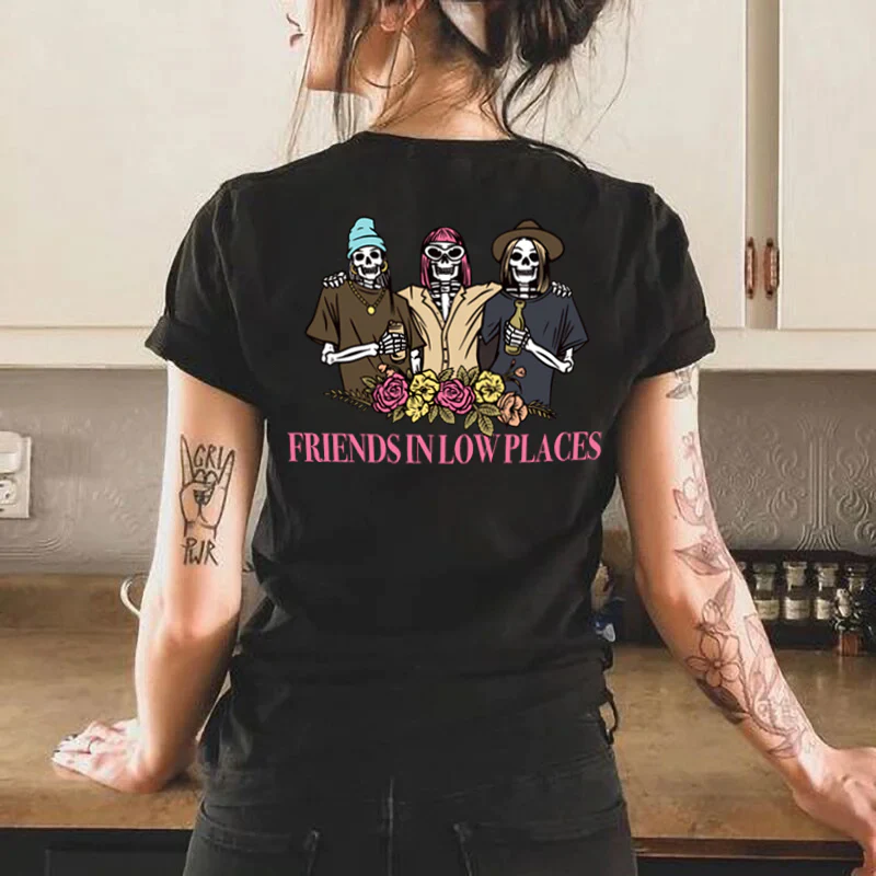 FRIENDS IN LOW PLACES PRINTED WOMEN'S PREMIUM T-SHIRT