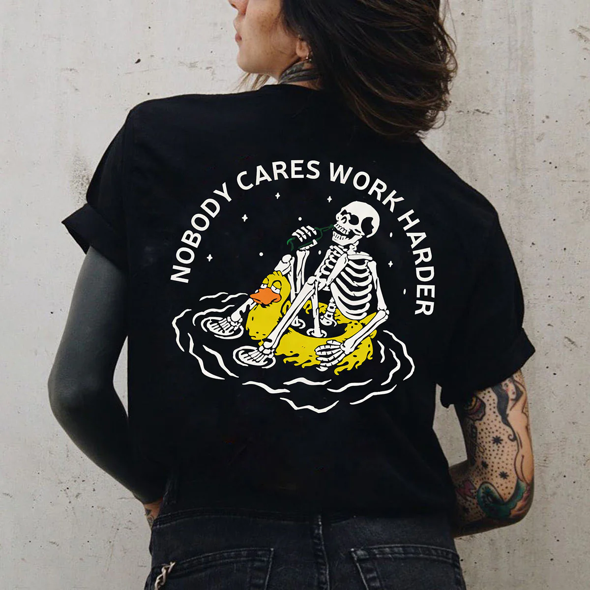 NOBODY CARES WORK HARDER PRINTED WOMEN'S T-SHIRT