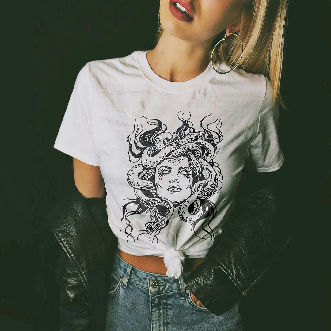MEDUSA PRINTED CASUAL WOMEN'S T-SHIRT