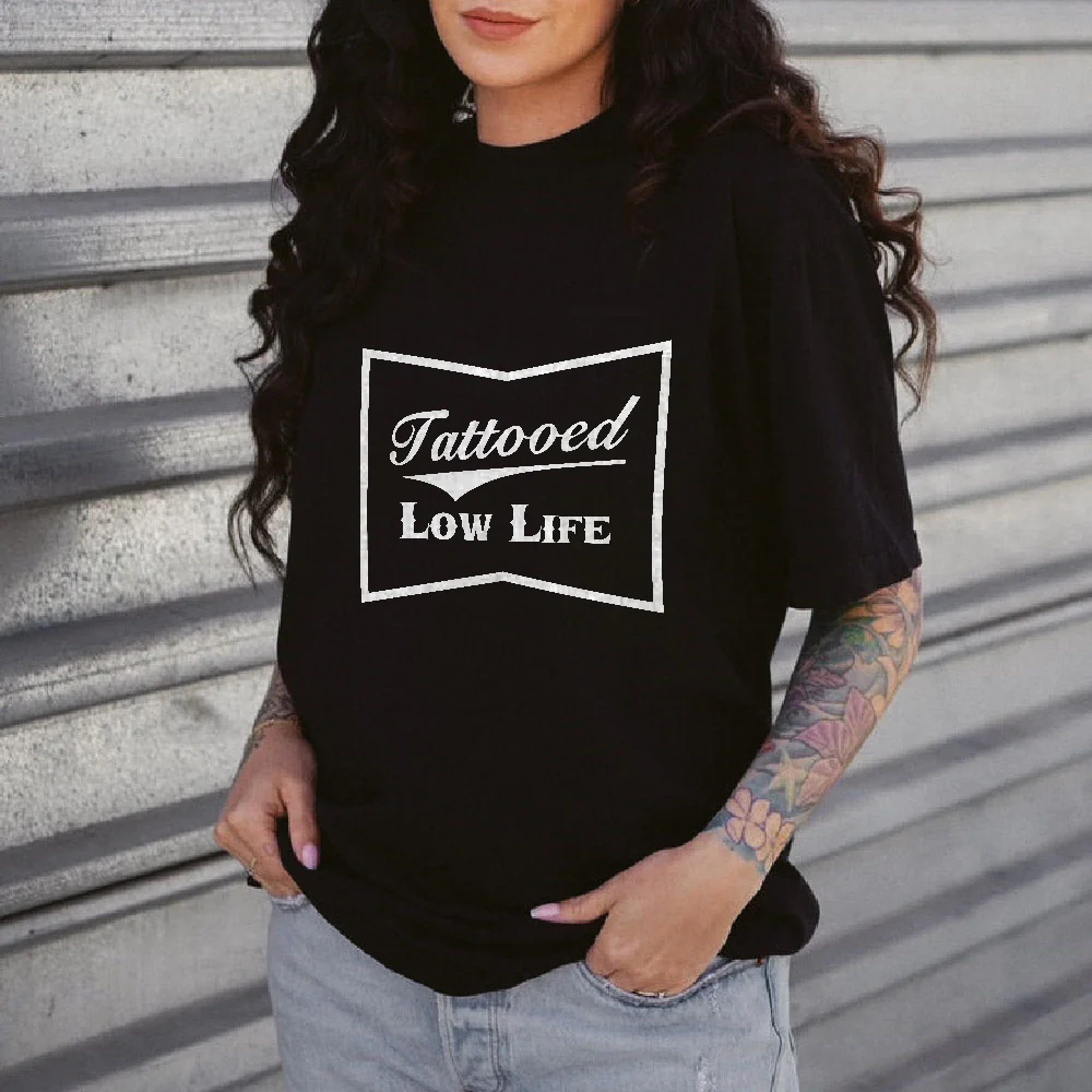 TATTOOED LOW LIFE PRINT PREMIUM T-SHIRT