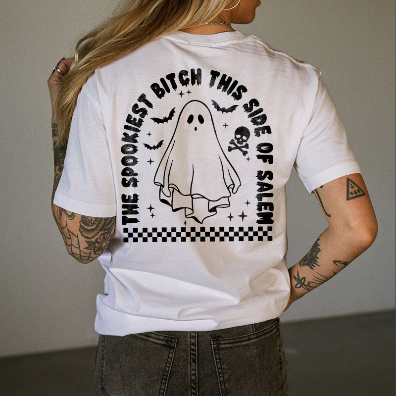 THE SPOOKIEST BITCH THIS SIDE OF SALEM PRINTED WOMEN'S T-SHIRT