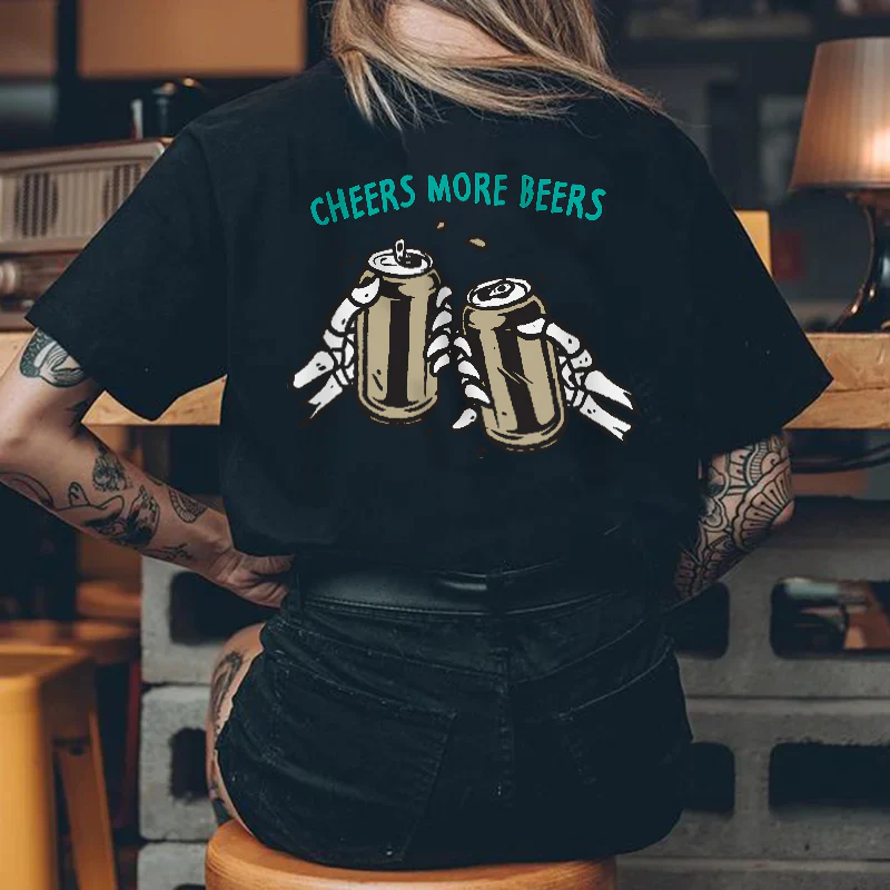 CHEERS MORE BEERS PRINTED WOMEN'S PREMIUM T-SHIRT