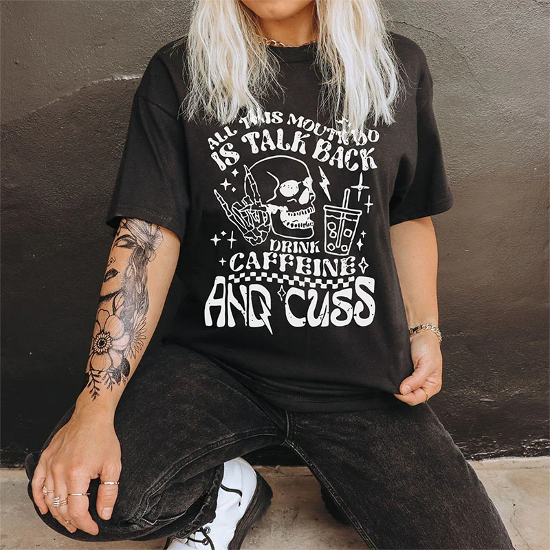 ALL THIS MOUTH DO IS TALK BACK PRINTED WOMEN'S T-SHIRT