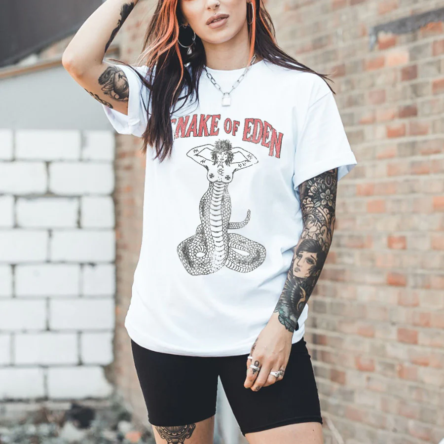 SNAKE OF EDEN PRINTED CASUAL T-SHIRT