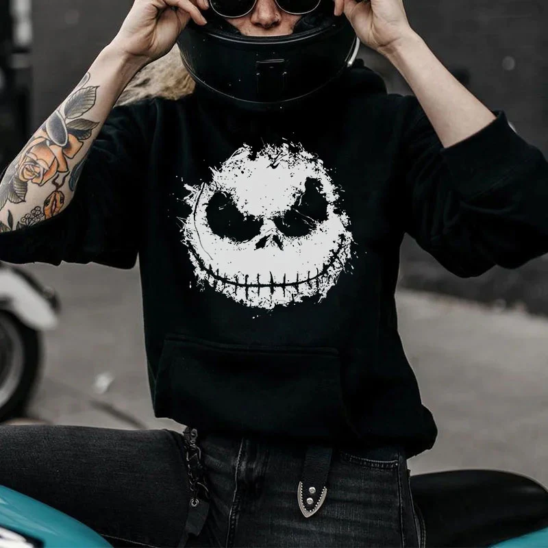 HALLOWEEN SKULL PRINTED CASUAL HOODIE