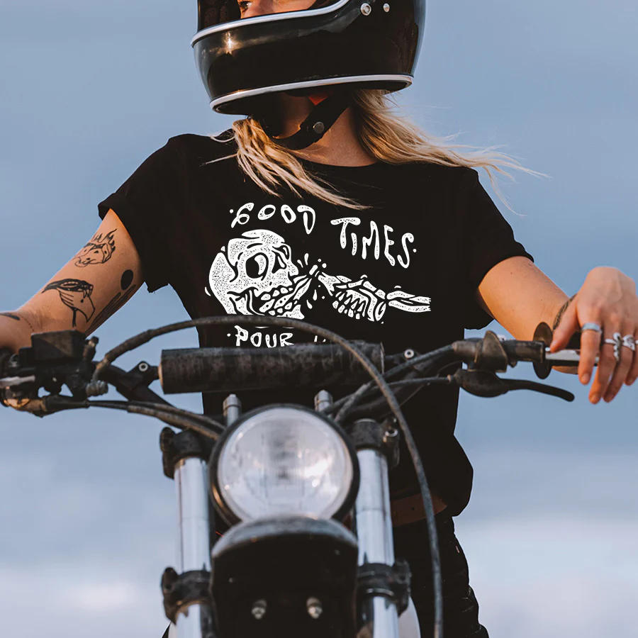 GOOD TIMES POUR DECISIONS SKULL PRINTING T-SHIRT