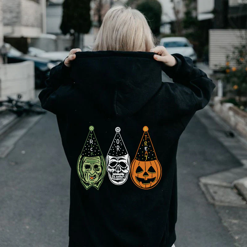 TRICK OR TREAT PRINTED HOODIE
