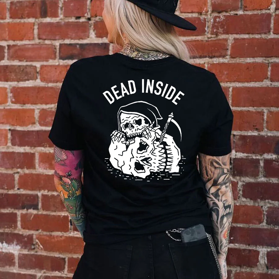 DEAD INSIDE SKULL AND DEATH T-SHIRT
